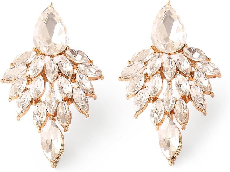 ATIMIGO Rhinestone Cluster Drop Earrings Elegant Crystal Statement Earrings Bridal Wedding Prom E... | Amazon (US)