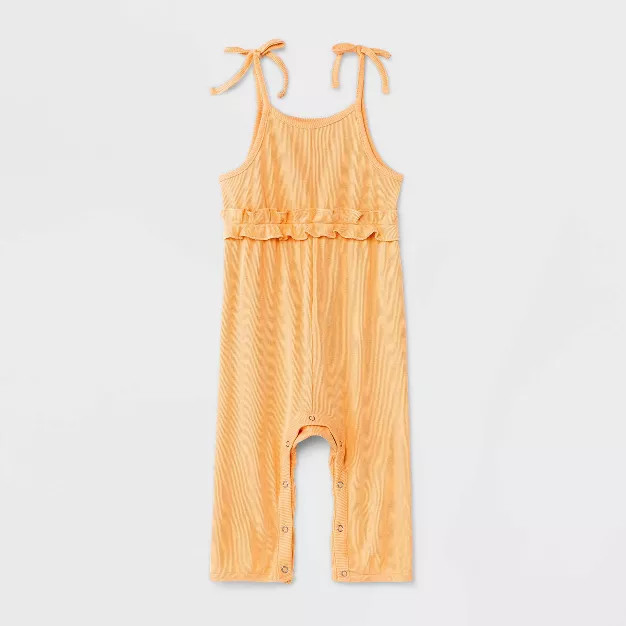 Grayson Mini Baby Girls' Rib Jumpsuit - Orange | Target