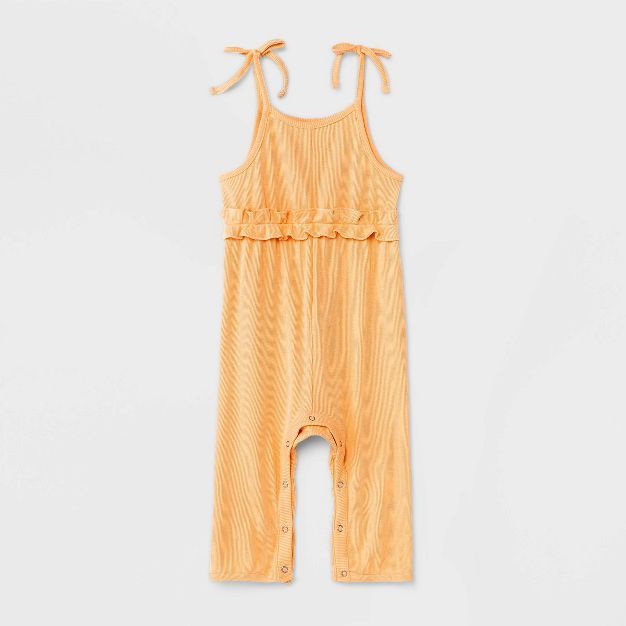 Grayson Mini Baby Girls' Rib Jumpsuit - Orange | Target