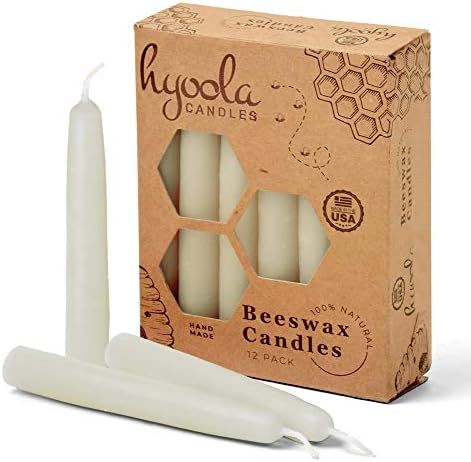 Hyoola Beeswax Candles 12 Pack - All Natural 100% Beeswax Tree Candles - 1/2 Inch Candles - Handmade | Amazon (US)