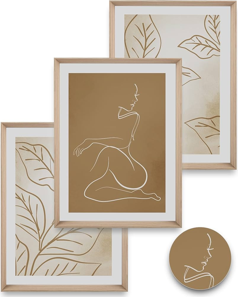 iHery Boho Wall Art Decor, Framed Minimalist Wall Art ( Truly Excellent MDF Framed ), 16x12in Woo... | Amazon (US)