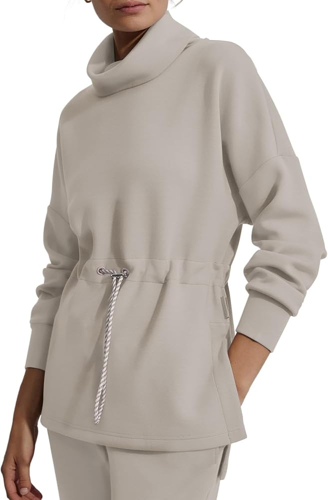 FUPHINE Womens Turtleneck Sweatshirt Oversize Long Sleeve Pullover Tops Side Slit Soft Hoodie wit... | Amazon (US)