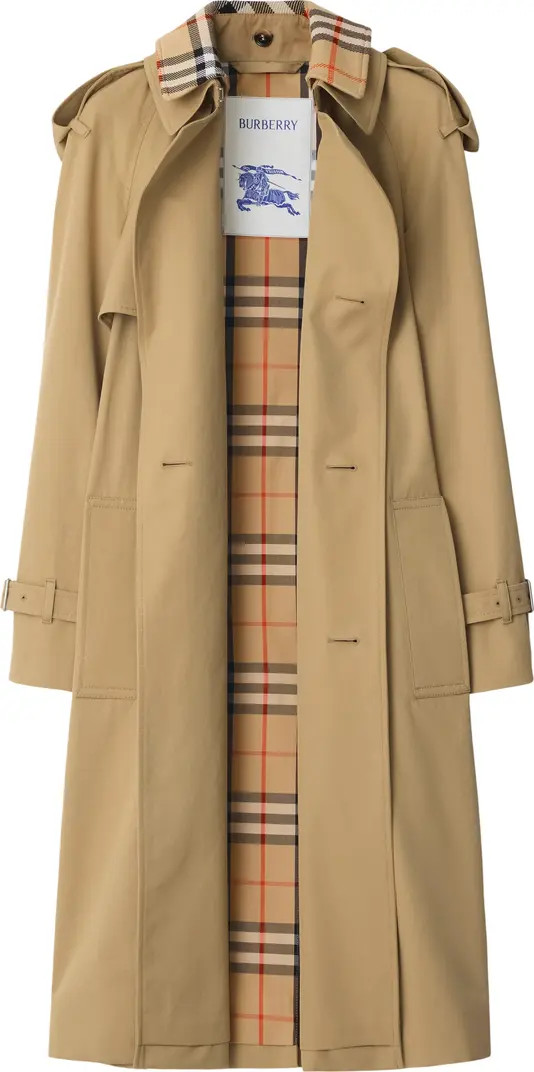 Burberry Long Detachable Collar Gabardine Trench Coat | Nordstrom | Nordstrom