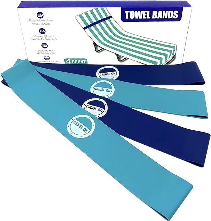 Towel Bands (4 Pack) - The Better Towel Chair Clips Option for Beach, Pool & Cruise Chairs | Amazon (US)