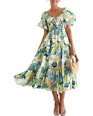 Sissyaki Women's Summer Boho Smocked Flowy Dress | Amazon (US)