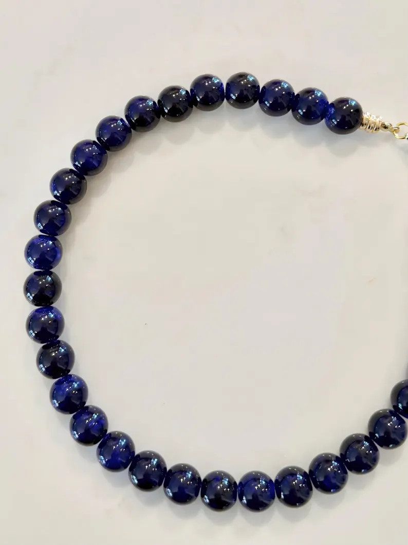 Navy Beaded Necklace | Etsy (Global)