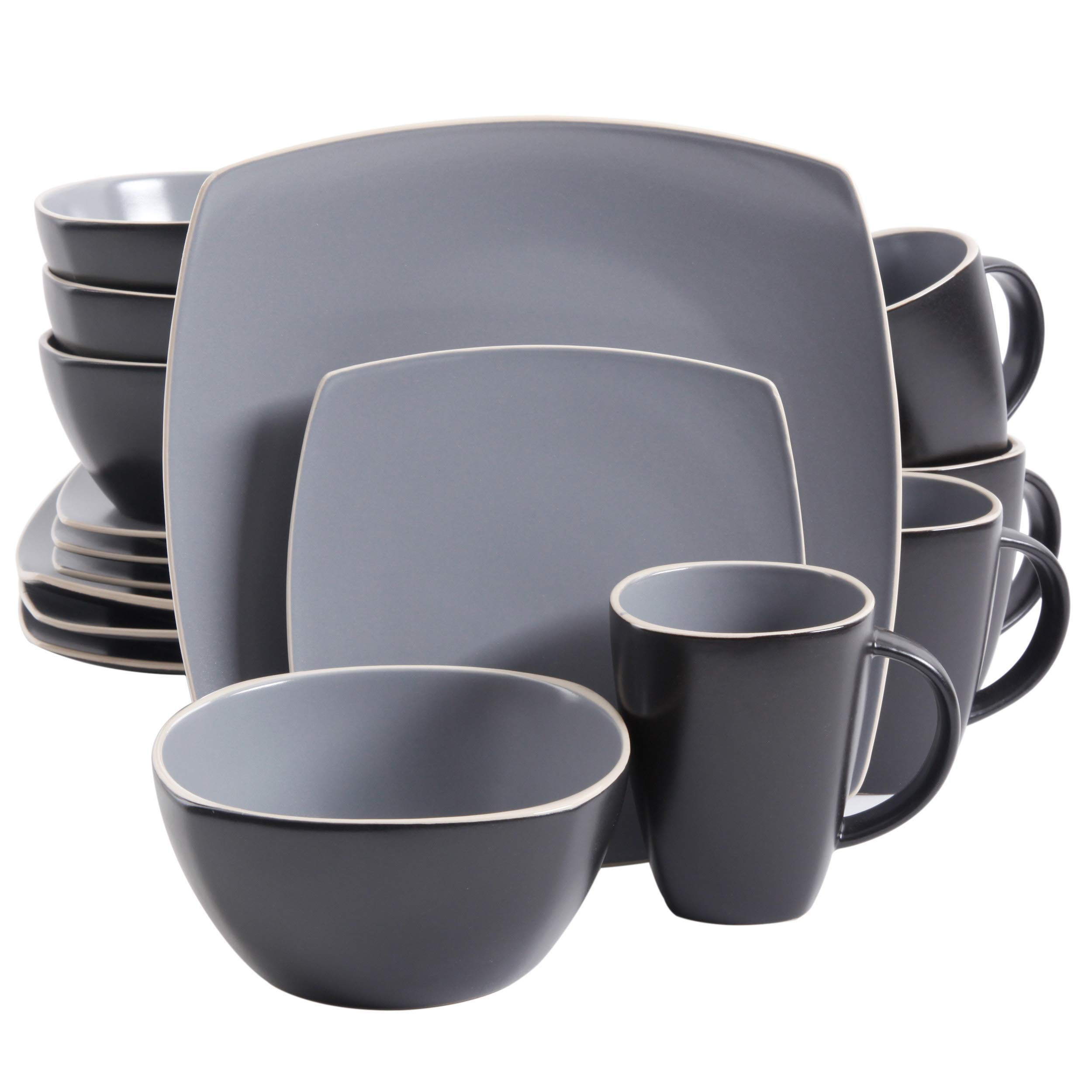 Gibson Elite Soho Lounge Dinnerware Set, Service for 4 (16pcs), Matte Gray | Amazon (US)
