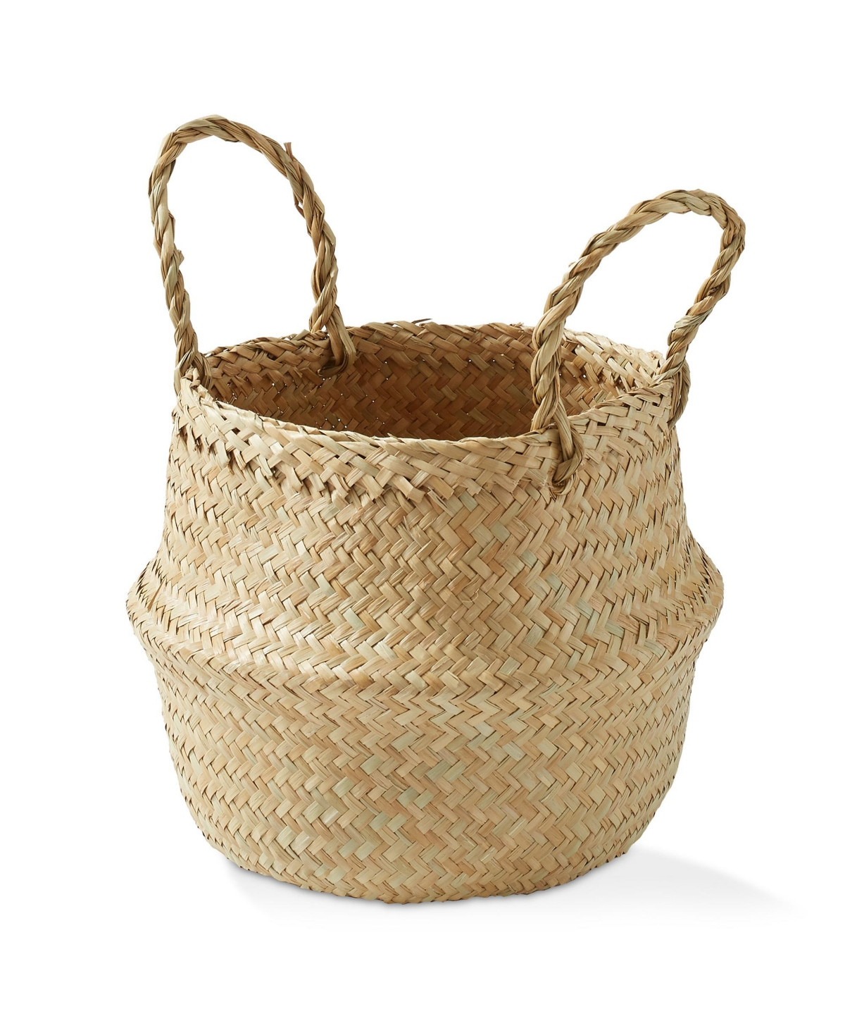 Casafield Seagrass Belly Basket with Handles - Small, Natural Woven Storage Bin Planter for Home Decor, Indoor Plant Pot Cover - Natural | Macy's