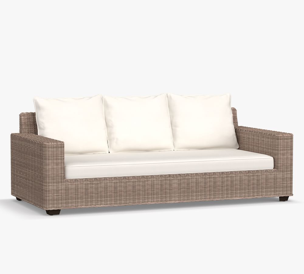 Torrey All-Weather Wicker Square Arm 86" Sofa | Pottery Barn (US)