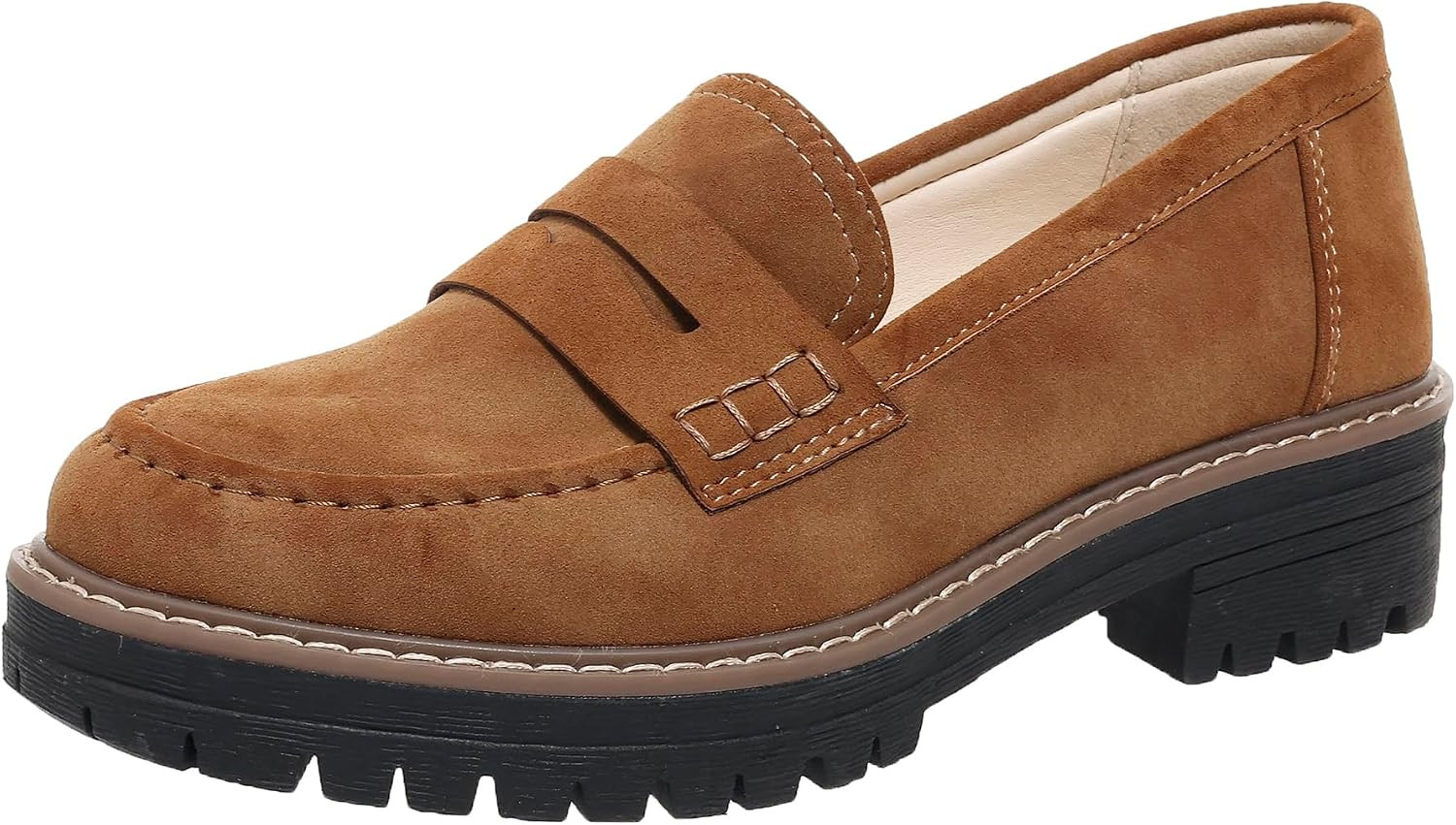 Womens Loafers Platform Chunky Penny Loafer Office Business Casual Shoes | Amazon (US)