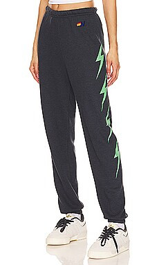 Aviator Nation Bolt 4 Sweatpants in Charcoal & Mint from Revolve.com | Revolve Clothing (Global)
