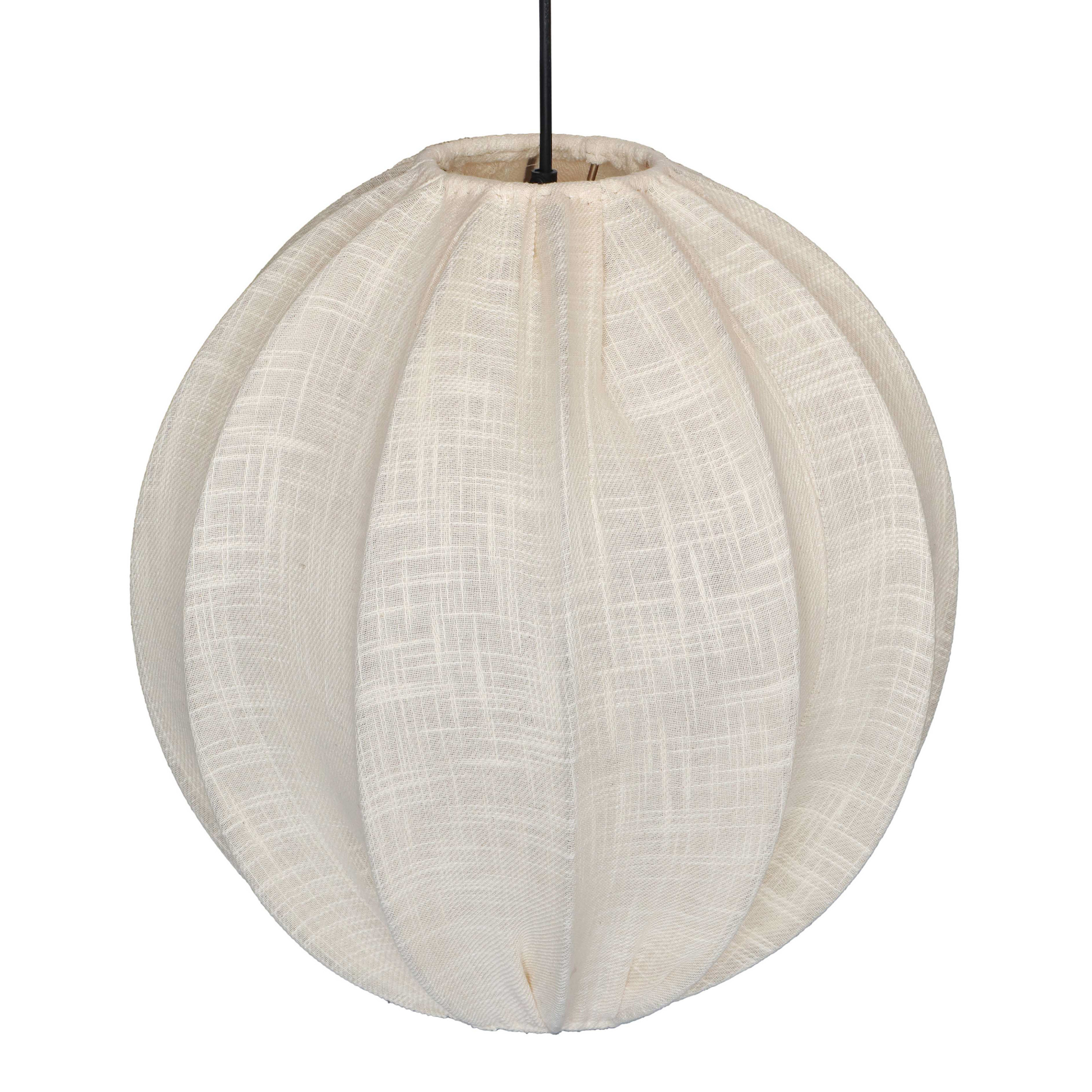 Emma Off White Textured Cotton and Iron Orb Pendant Lamp | World Market