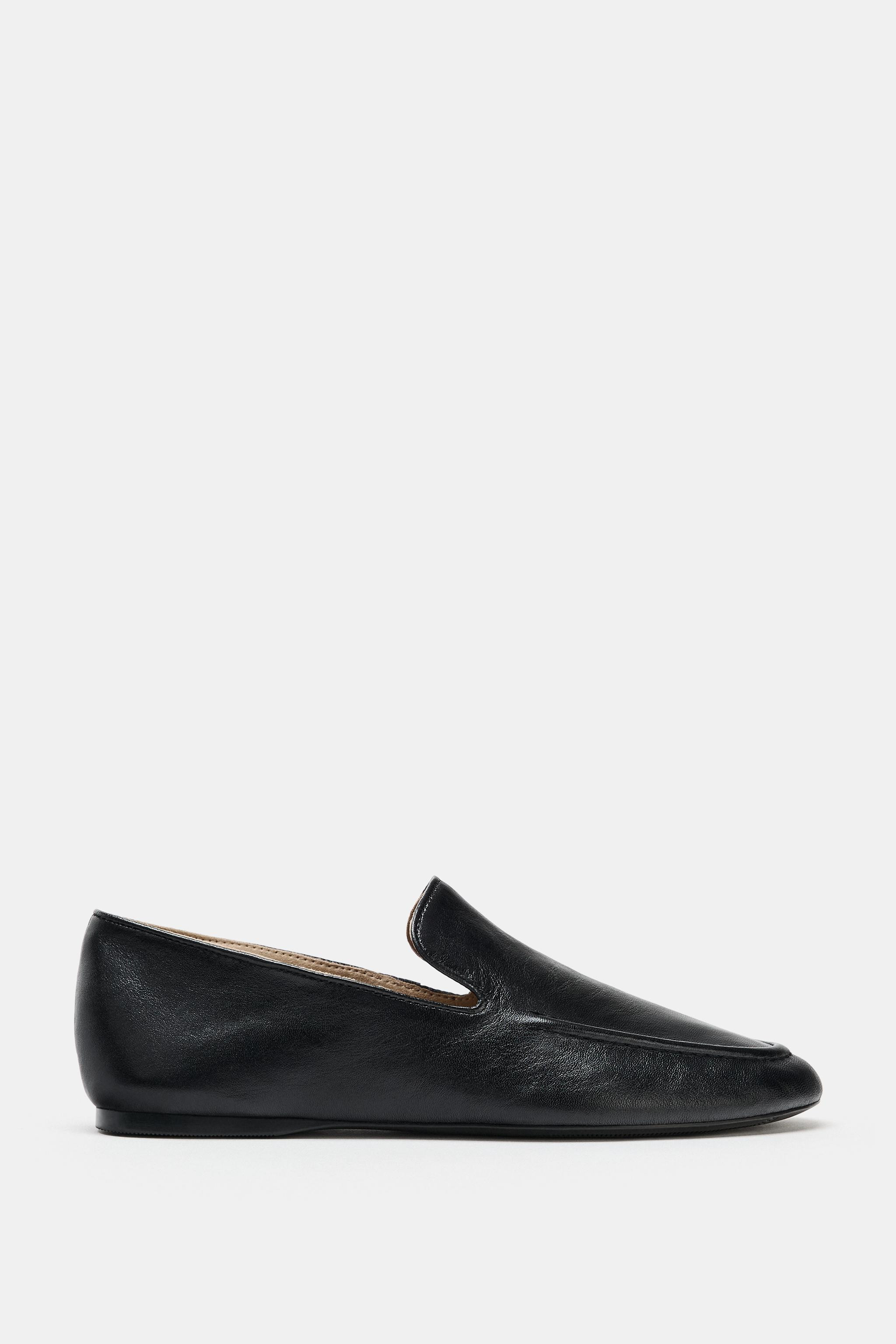 LEATHER FLAT SHOES | Zara US