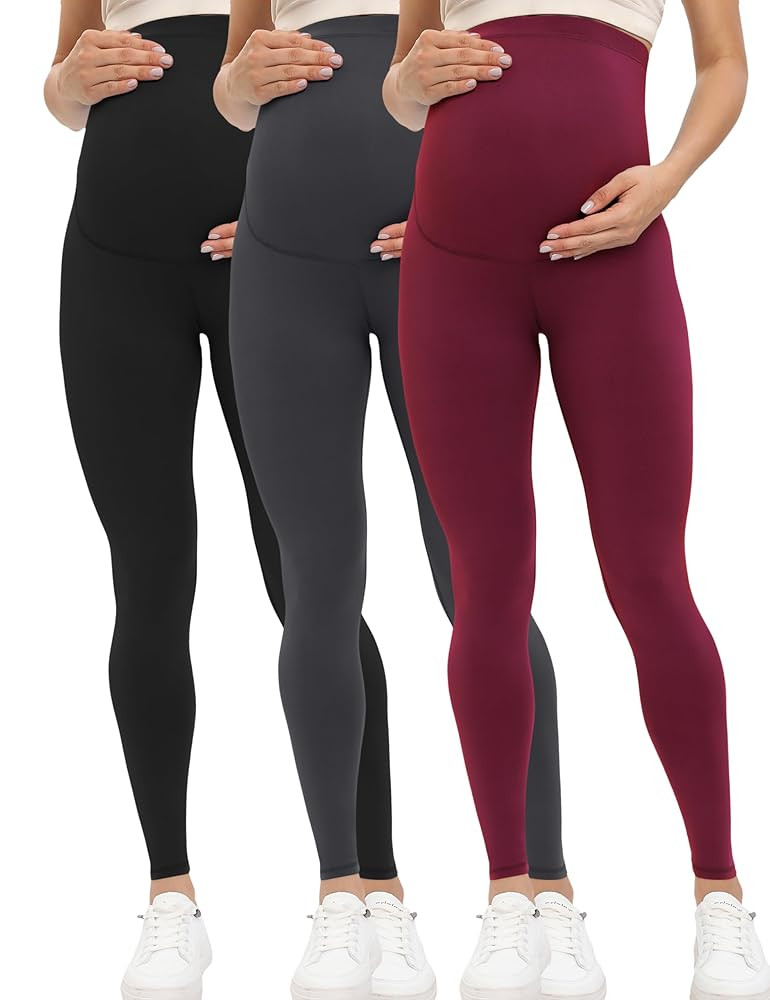 Buttergene Women's Maternity Leggings over the Belly Pregnancy Active Wear Workout Yoga Tights Pa... | Amazon (US)