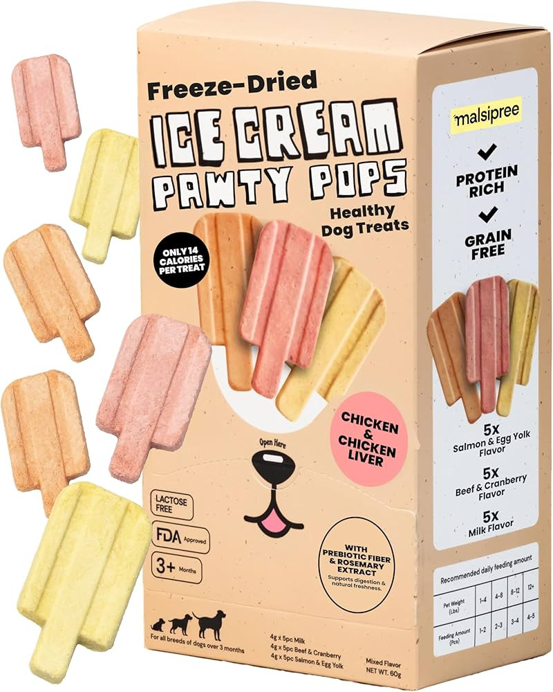 Amazon.com : MalsiPree Dog Birthday Treats - Freeze Dried Puppy Ice Cream & Canine Popsicle - Hea... | Amazon (US)