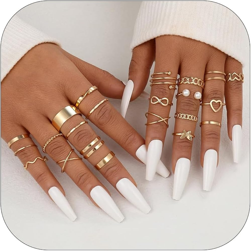 Harry and Henry Gold Stackable Rings for Women Gifts Trendy Stuff Simple Star Moon Knuckle Rings ... | Amazon (US)