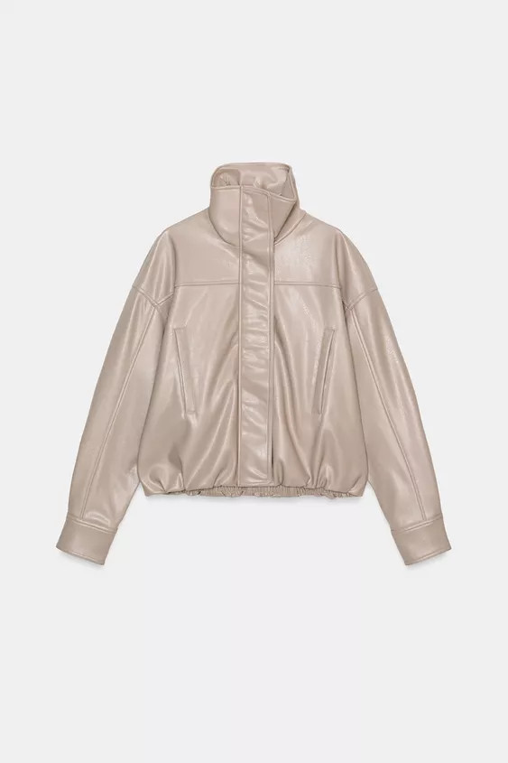 LEATHER EFFECT JACKET WITH PLEATS | Zara UK