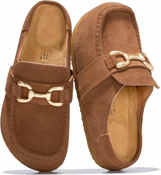 100% Genuine Leather Moccasin Style Clogs for Women - Fall Shoes for Women | Amazon (US)