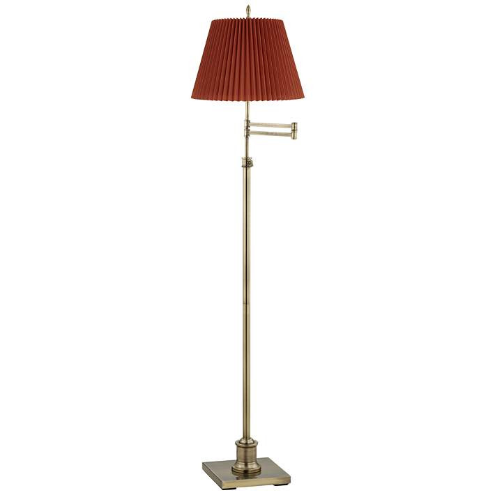 360 Lighting Westbury Adjustable Height Rust Brown Pleated Shade Floor Lamp | Lamps Plus