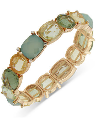 Anne Klein Gold-Tone Multistone Mixed-Cut Stretch Bracelet - Macy's | Macy's