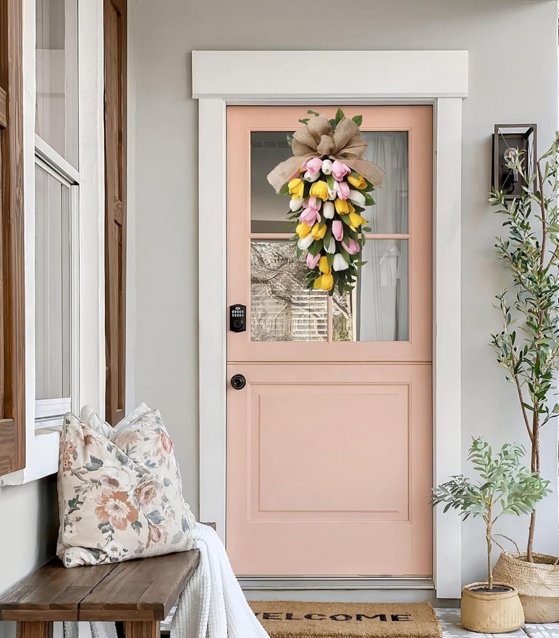 Find in my New Bloom Collection.🌸 Soft spring mornings, a pretty front door moment, and the sweetest pop of tulips. This tulip teardrop swag  with a burlap bow brings instant Easter and springtime charm to your home.

Only 6 left! Don’t wait, add to cart and check out now before they’re gone.🌷

#LTKHome #LTKSeasonal #LTKU