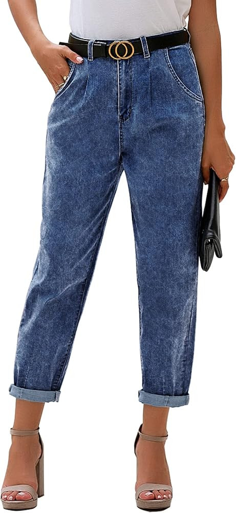 luvamia Mom Jeans for Women Trendy High Waisted Stretchy Loose Jeans for Women Denim Pants | Amazon (US)