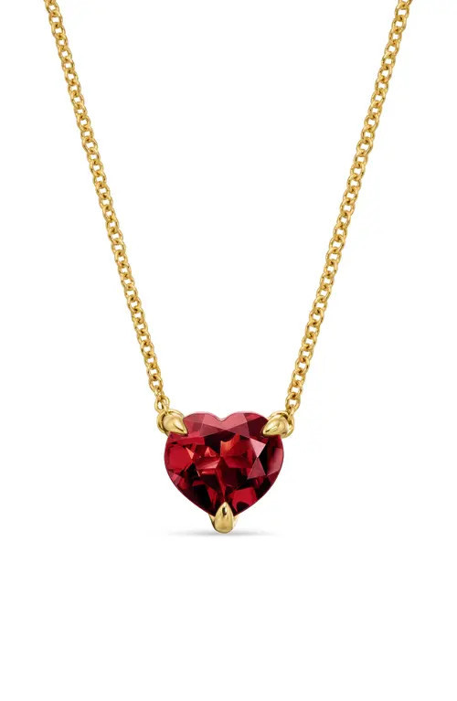 David Yurman Heart Pendant Necklace in 18K Yellow Gold with Garnet at Nordstrom, Size 16 In | Nordstrom