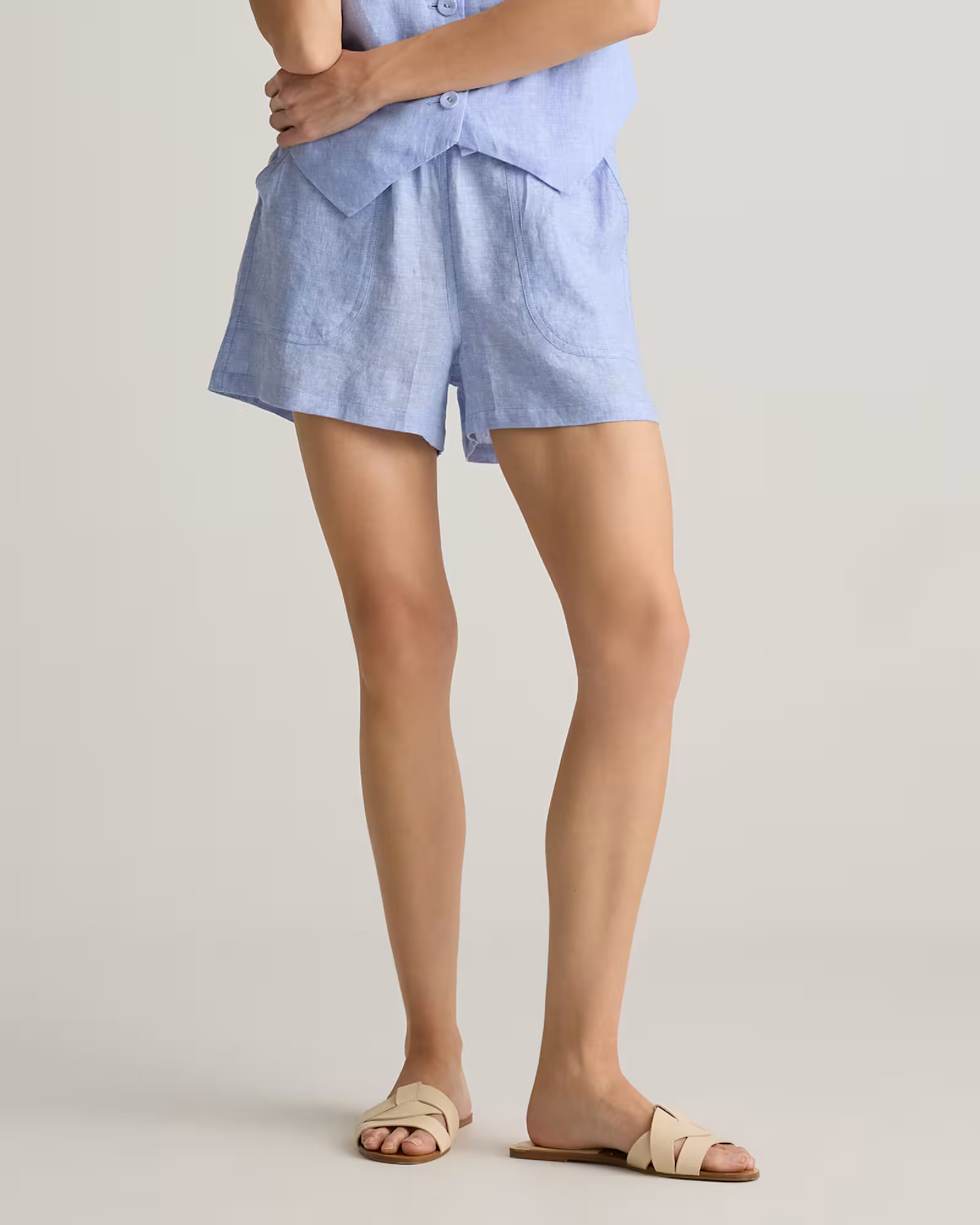 100% European Linen Shorts in French Blue | Quince