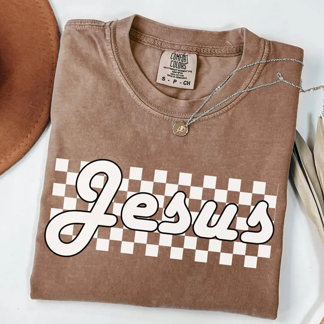 Retro Checkered Jesus Shirt: Comfort Colors Christian Tee - Etsy | Etsy (US)