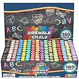 160 PCS Washable Sidewalk Chalks Set Non-Toxic Jumbo Chalk for Outdoor Art Play, Painting on Chalkboard, Blackboard and Playground | Amazon (US)