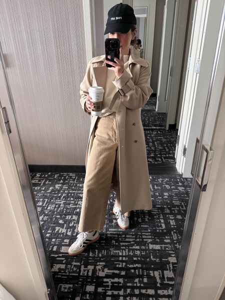 Tonal outfit while on spring break. Using what I had bc it was cold. 

Oak + fort trench coat xxs
Everlane tee medium
Everlane cashmere sweater xs
Madewell pants 25 regular. Cut hems. 
Adidas Spezial sneakers 4 men’s 
Nordstrom hat (old)


#LTKsalealert