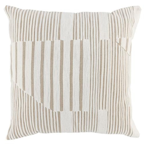 Lyrica Modern Classic Natural Striped Cotton Throw Pillow - 22x22 | Kathy Kuo Home