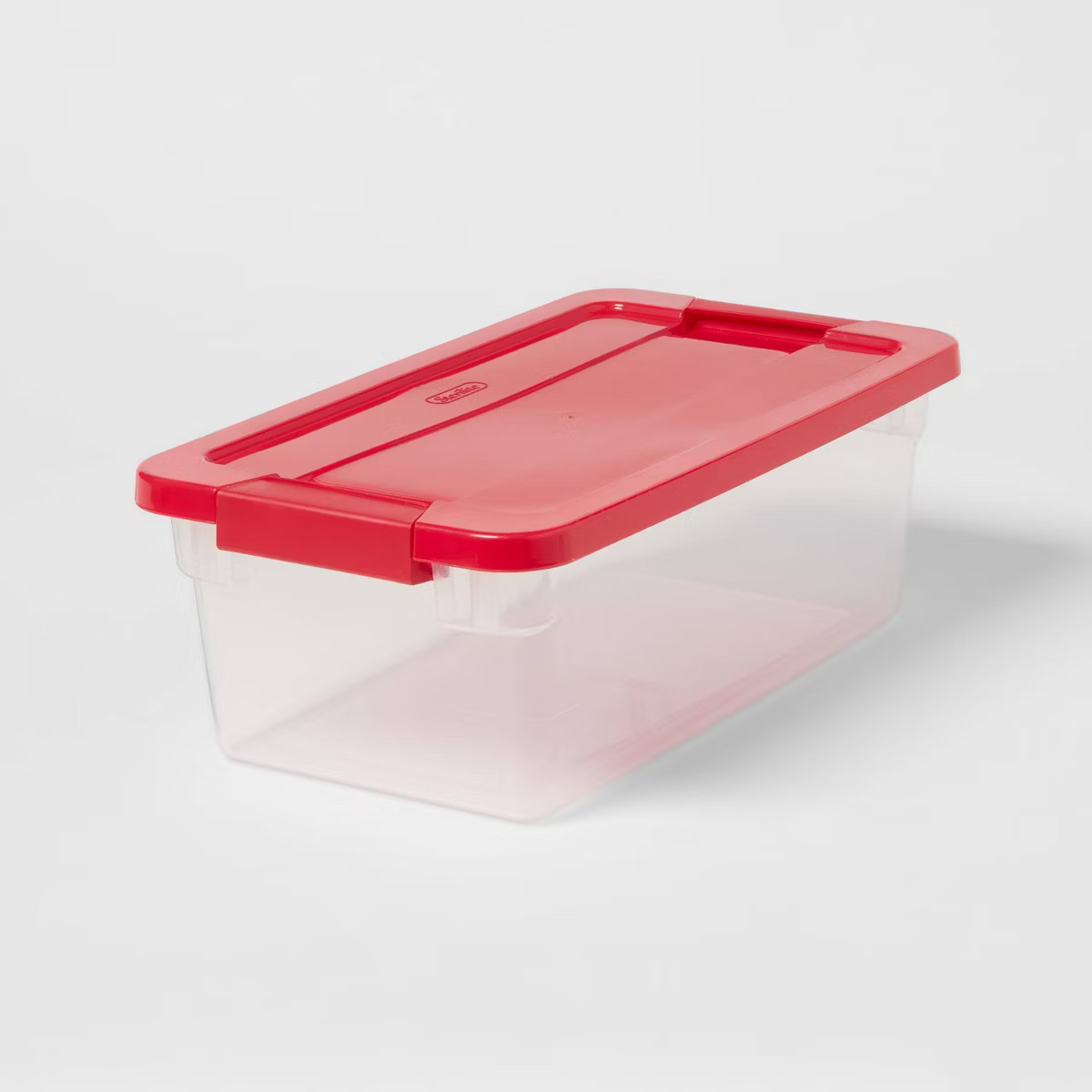 6qt Latching Storage Box Clear with Red Lid - Brightroom™ | Target