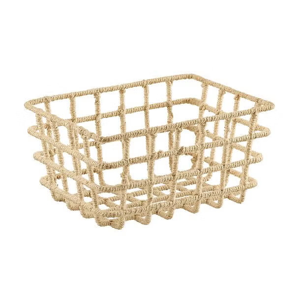 The Container Store Lattice Jute Wrapped Metal Basket | The Container Store
