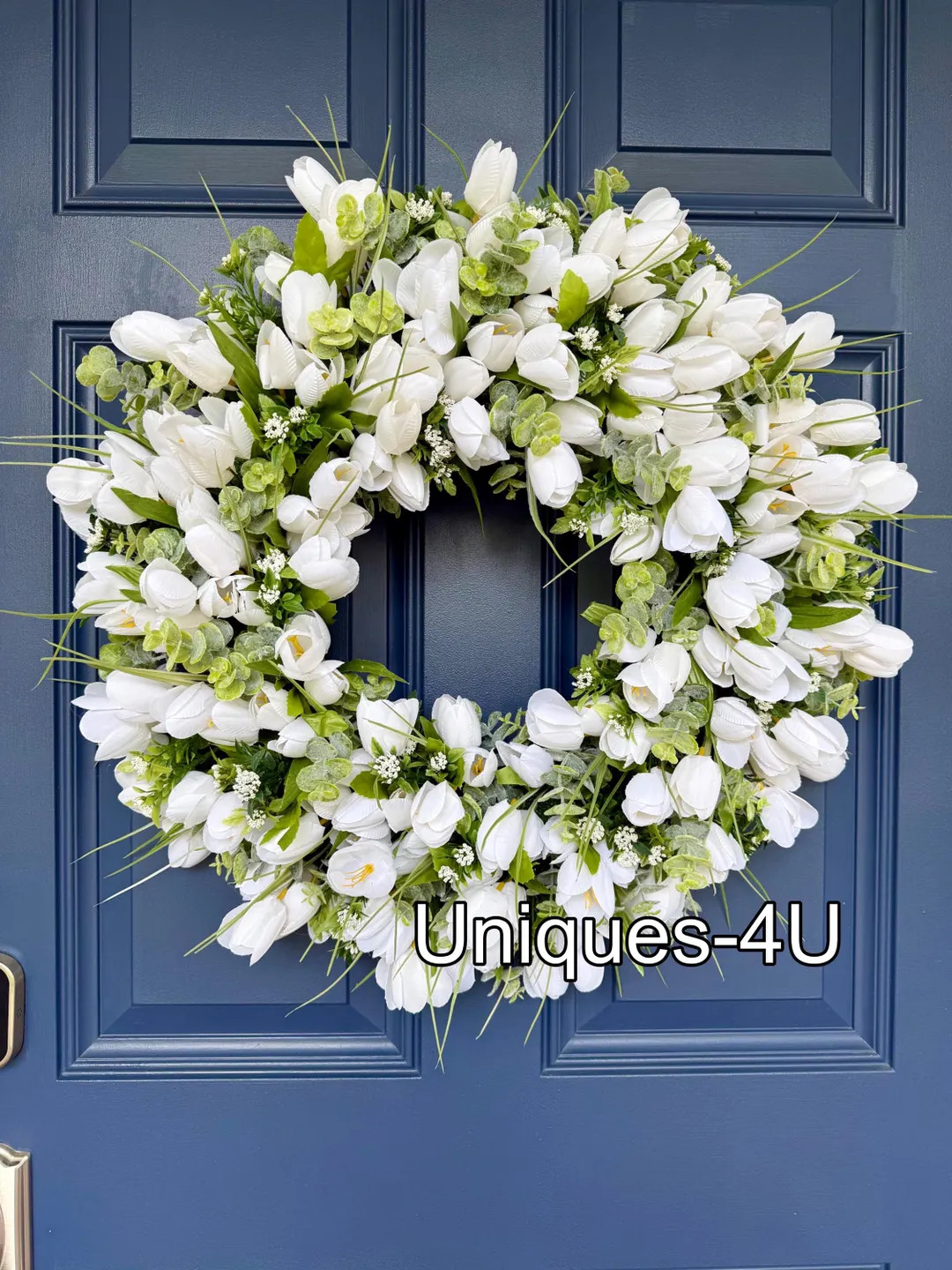 White Tulips and Greenery. Spring Wreath. | Etsy (US)