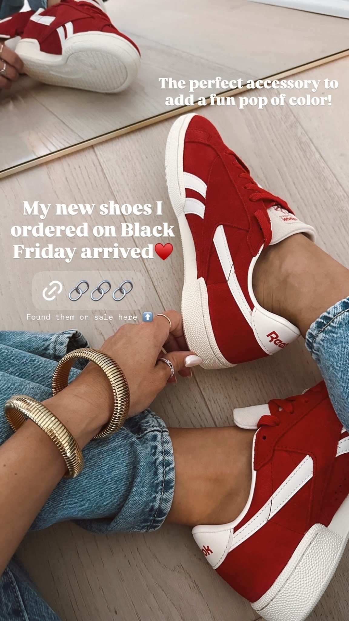 My new shoes I ordered on Black Friday arrived♥️ Found them on sale here ⬆️ The perfect accessory to add a fun pop of color!