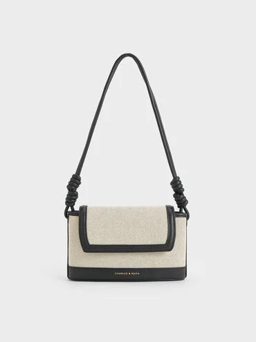 Sabine Canvas Knotted-Strap Bag
 - Black | Charles & Keith UK