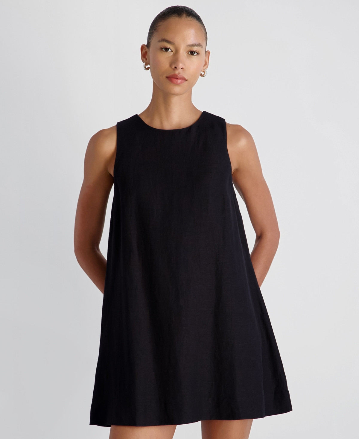 French Connection Women's Cooper Linen Sleeveless Mini Dress - 01-Black | Macy's