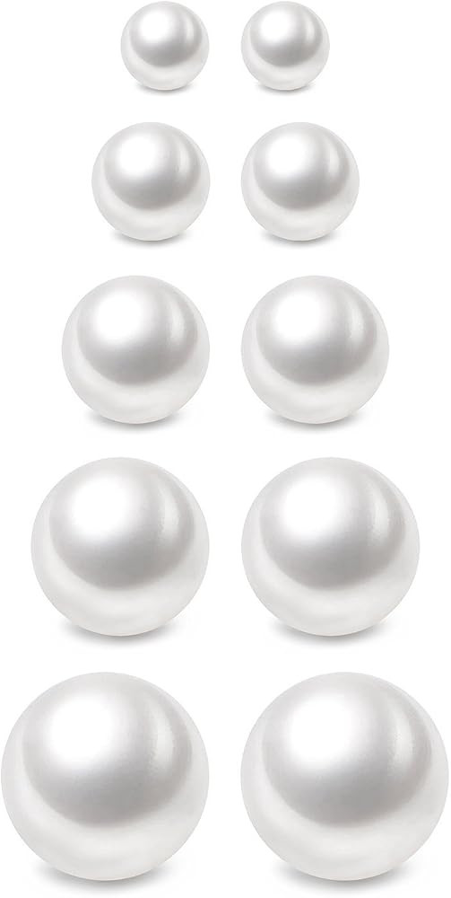 Charisma 3-7mm Composite Pearl Earrings Round Ball Pearls Stud Earrings Hypoallergenic 5 Pairs Mi... | Amazon (US)