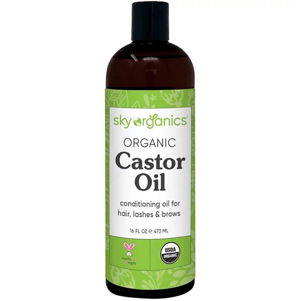 Sky Organics, Organic Castor Oil, Moisturizing Oil for Eyelashes, Hair & Skin, 16oz | Walmart (US)