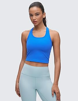 CRZ YOGA Butterluxe Crop Yoga Tank Tops for Women - Workout Athletic Casual Tight Scoop Neck Race... | Amazon (US)