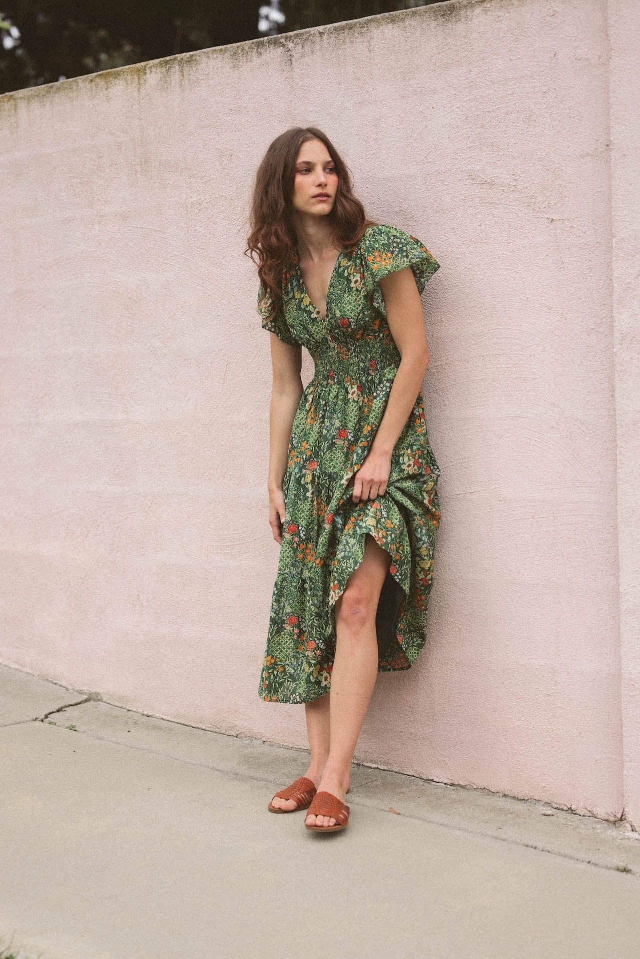 Kendall Dress Evergreen Scallop | TROVATA