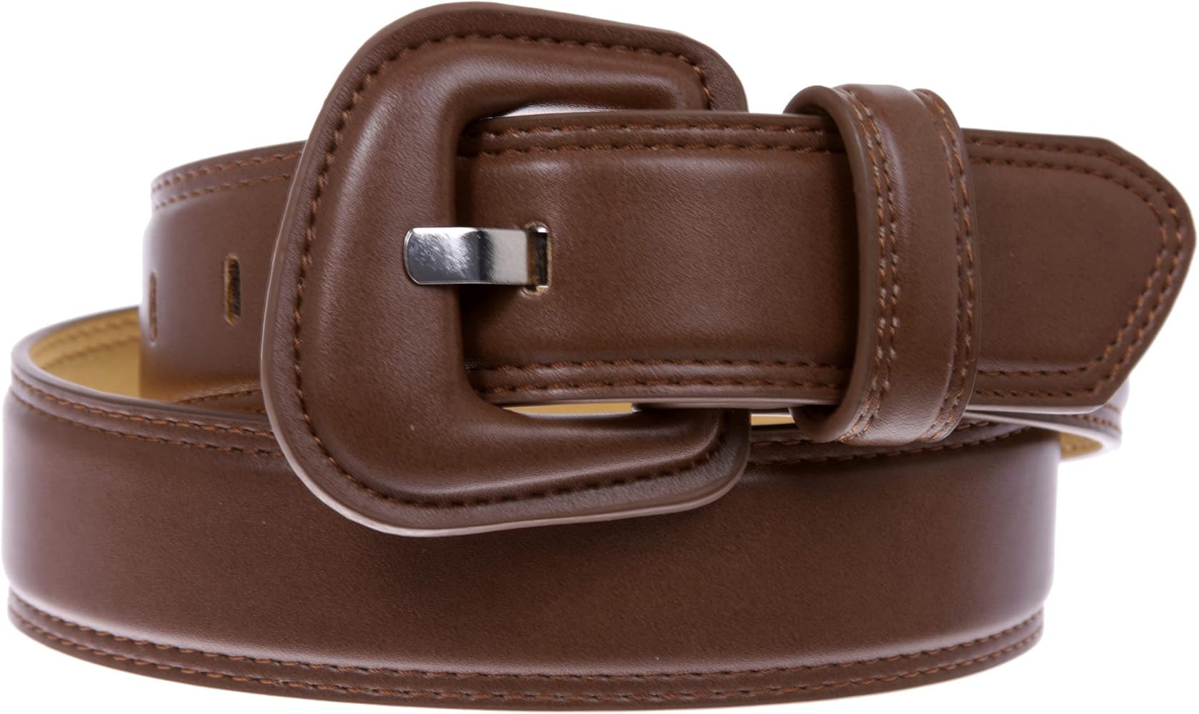 Beltiscool Women's 1.5" Fashion Faux Leather Belt with Sculpted Padded Buckle for Jeans, Dresses ... | Amazon (US)
