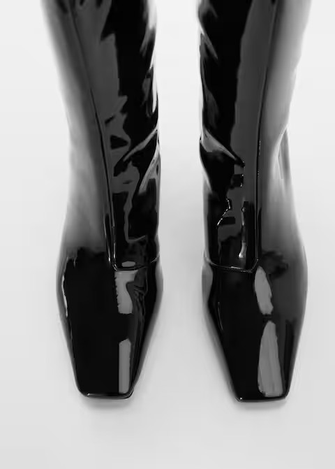 Patent leather-effect heeled boots -  Women | Mango United Kingdom | MANGO (UK)