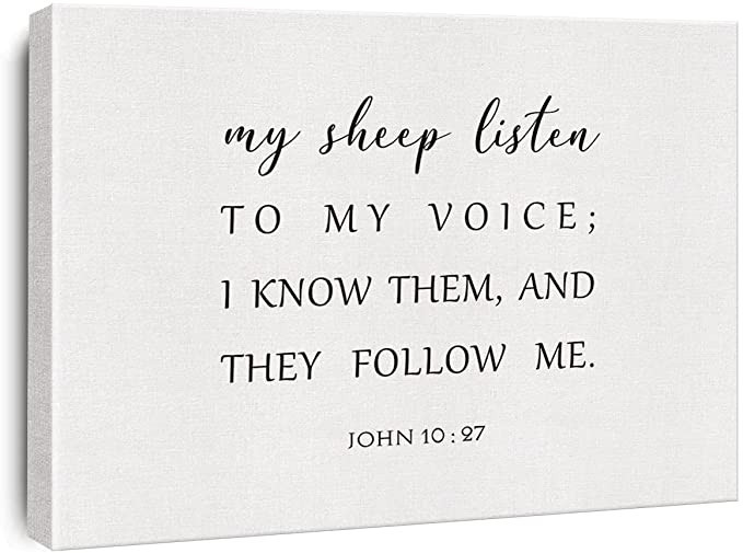 Bible Verse Canvas Print Decor My Sheep Listen to My Voice John 10 : 27 Wall Painting Posters Art... | Amazon (US)