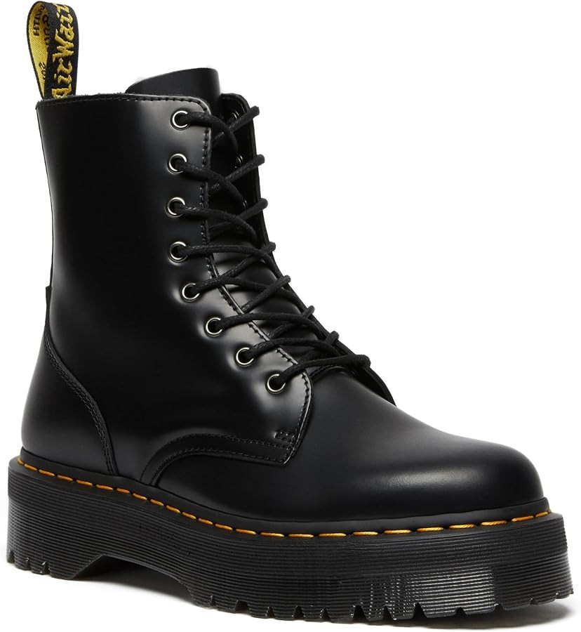 Amazon.com | Dr. Martens, Jadon 8-Eye Leather Platform Boot for Men and Women, Black Polished Smo... | Amazon (US)