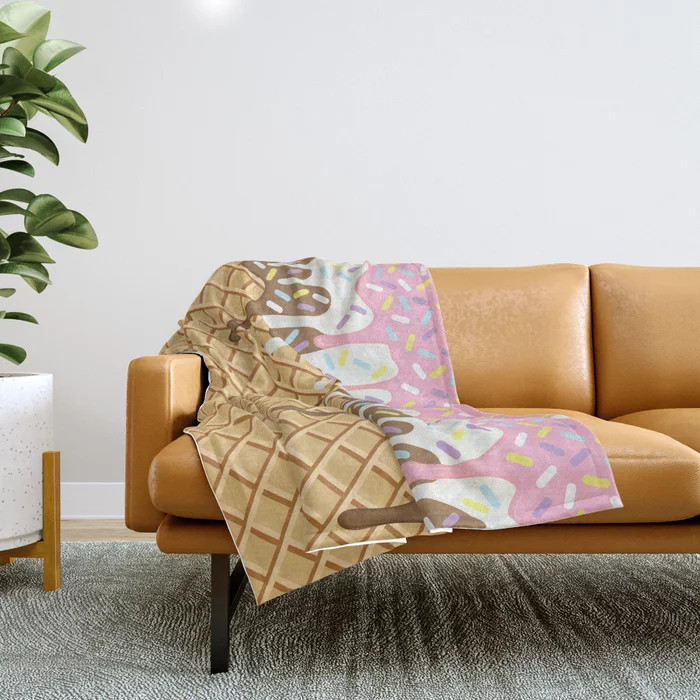 Neapolitan Ice Cream with Sprinkles Throw Blanket | Society6