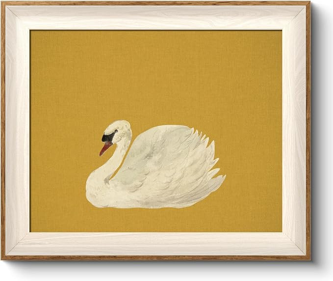 VIYYIEA Framed Wall Art for Living Room, Swan Canvas Prints, Yellow Home Decor, Animals Painting ... | Amazon (US)