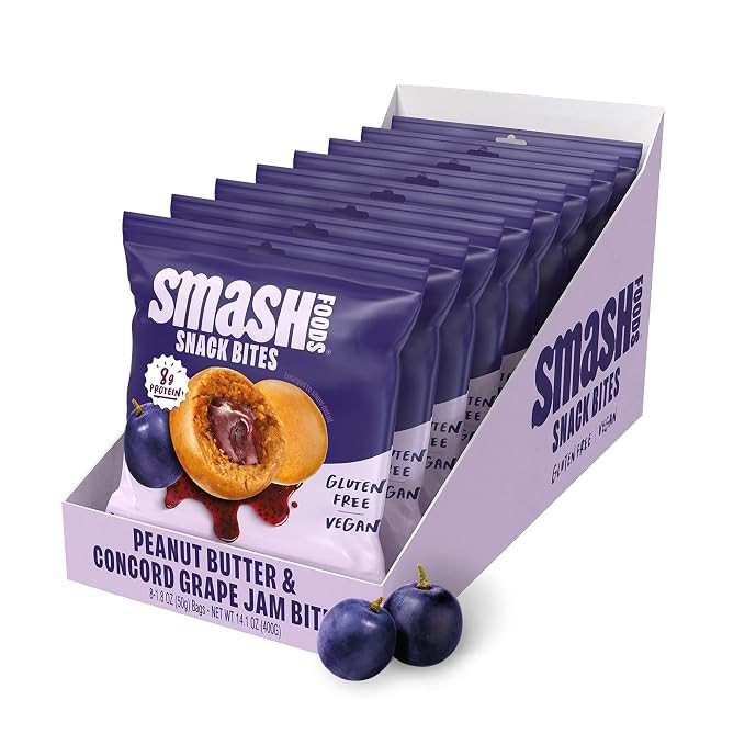 Smash Foods Grape Snack Bites to Go - Gluten Free Vegan Nut Butter Balls Made with Superfood Jam ... | Amazon (US)