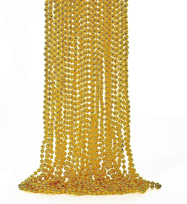 EOBOH 12PCS Mardi Gras Beads, Gold Beaded Necklace Stuff Set, 33" Mardi Gras Christmas Beads Neck... | Amazon (US)